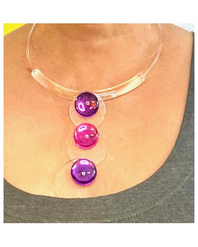 LG - BAKARA fuchsia - pendant 3 medaillons